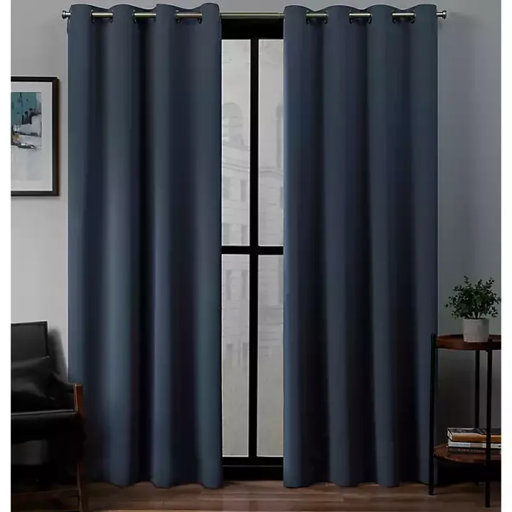 Vintage Indigo Woven Curtain Panel Set, 84 in.