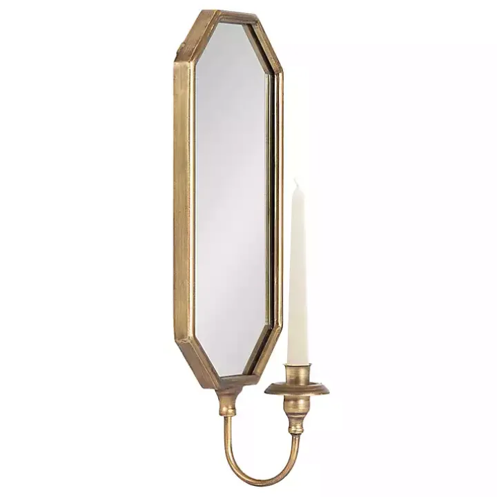 Wardelle Antique Gold Mirrored Taper Candle Sconce