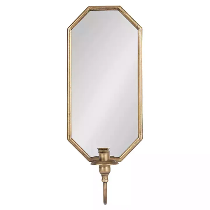 Wardelle Antique Gold Mirrored Taper Candle Sconce