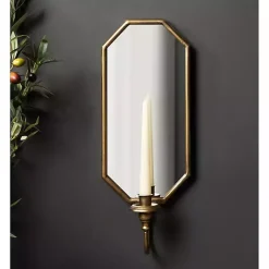 Wardelle Antique Gold Mirrored Taper Candle Sconce