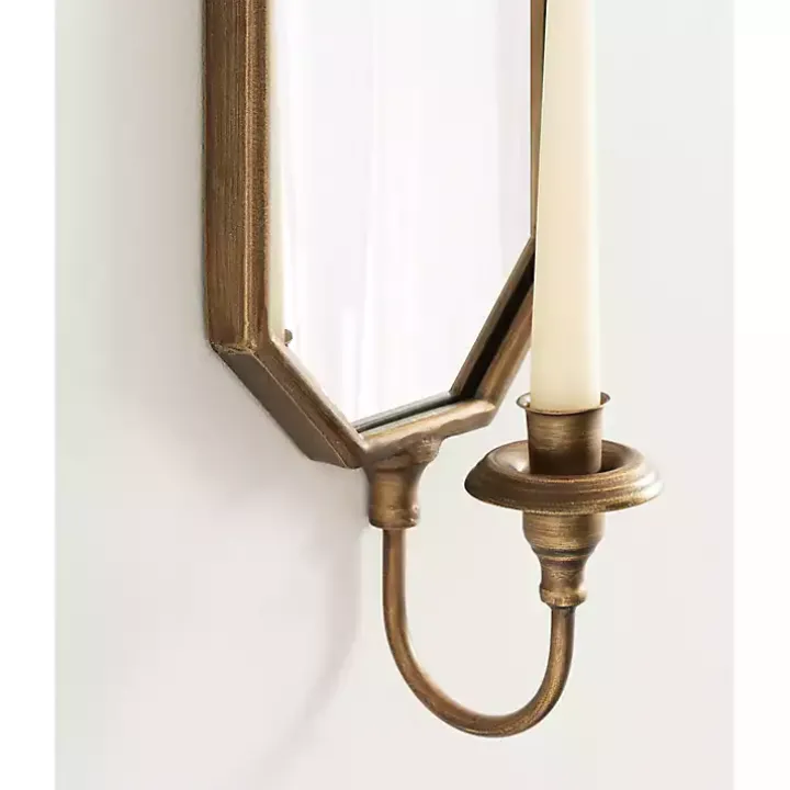 Wardelle Antique Gold Mirrored Taper Candle Sconce