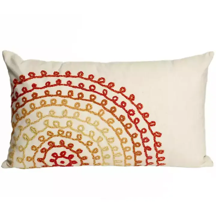 Warm Ivory Lamontage Swirl Outdoor Lumbar Pillow