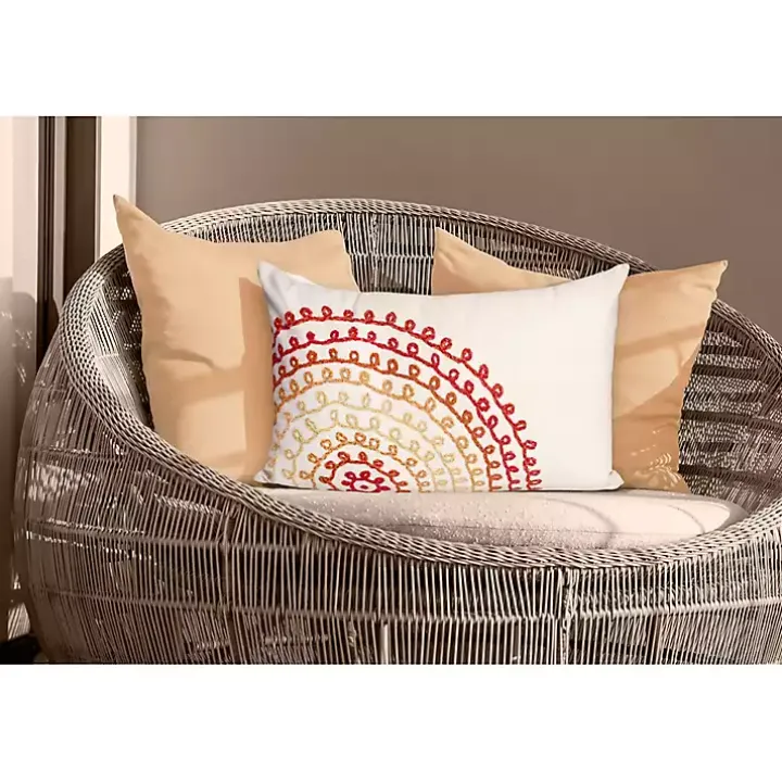 Warm Ivory Lamontage Swirl Outdoor Lumbar Pillow
