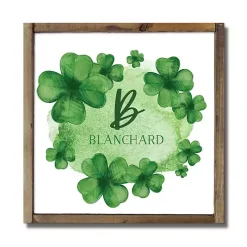 Watercolor Clover Personalized Framed Wall Plaque