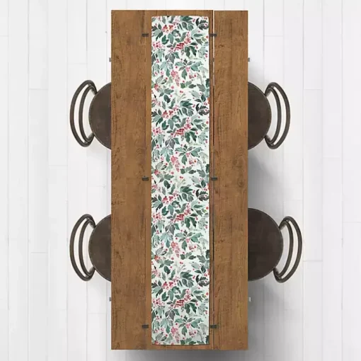 Watercolor Holly Table Runner, 90 in.
