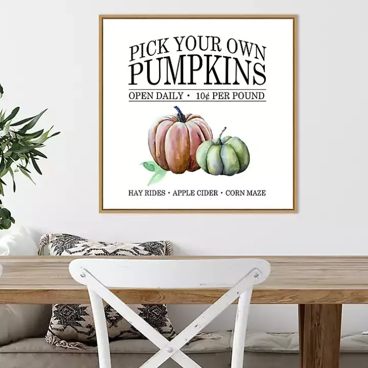 Watercolor Pick Your Own Pumpkins Framed Wall Art