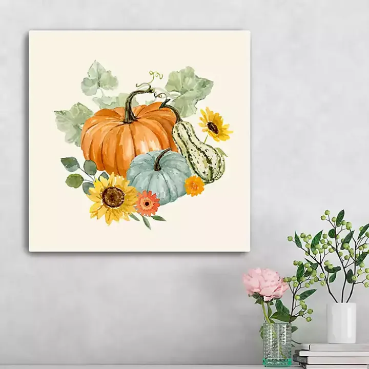 Watercolor Pumpkin Bunch Canvas Art Print