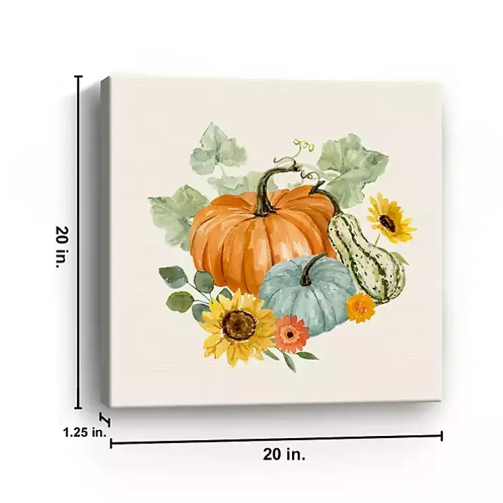 Watercolor Pumpkin Bunch Canvas Art Print