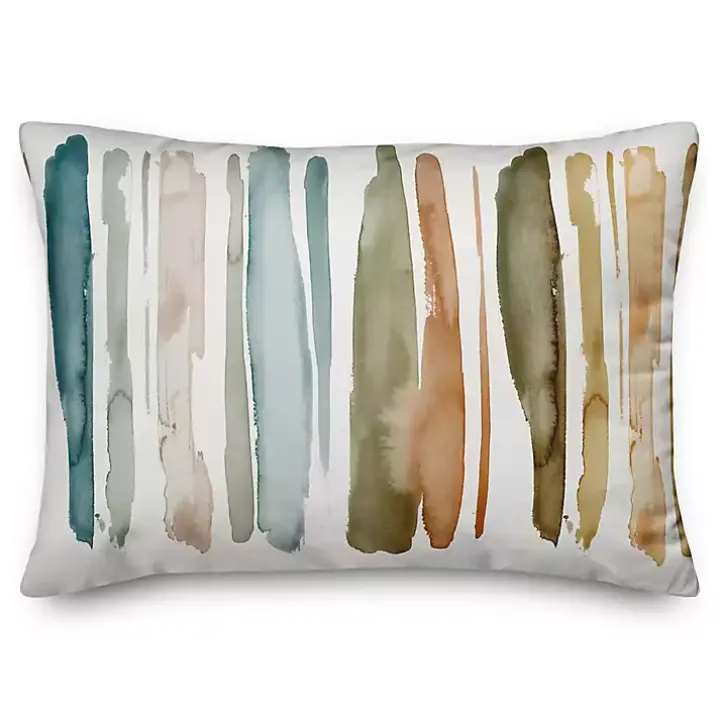 Watercolor Stripes Transitional Accent Pillow