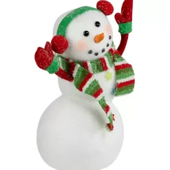 Waving Snowman with Ear Muffs Figurine