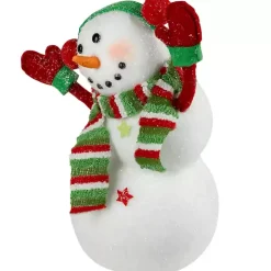 Waving Snowman with Ear Muffs Figurine