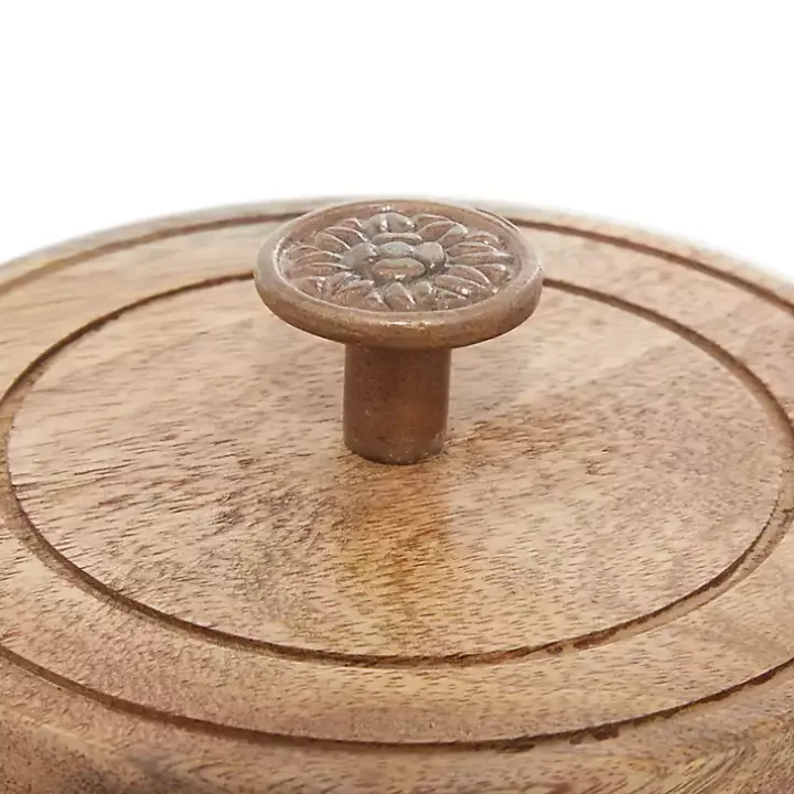 Weathered Ivory Jars with Wooden Lids, Set of 3