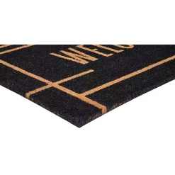 Welcome Black Linear Doormat