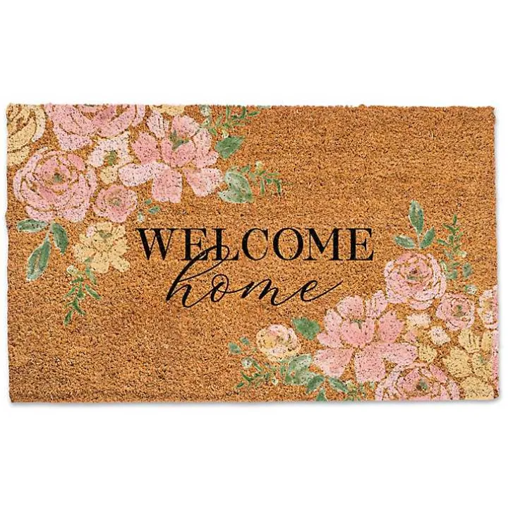 Welcome Home Pink Floral Doormat