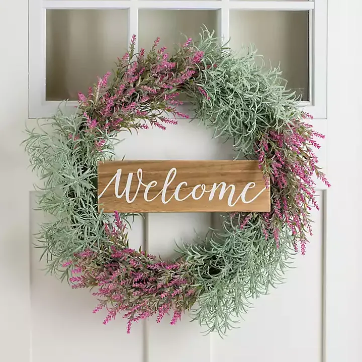 Welcome Pink Lavender Wreath