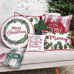 Welcome to the North Pole Plaid Pillow