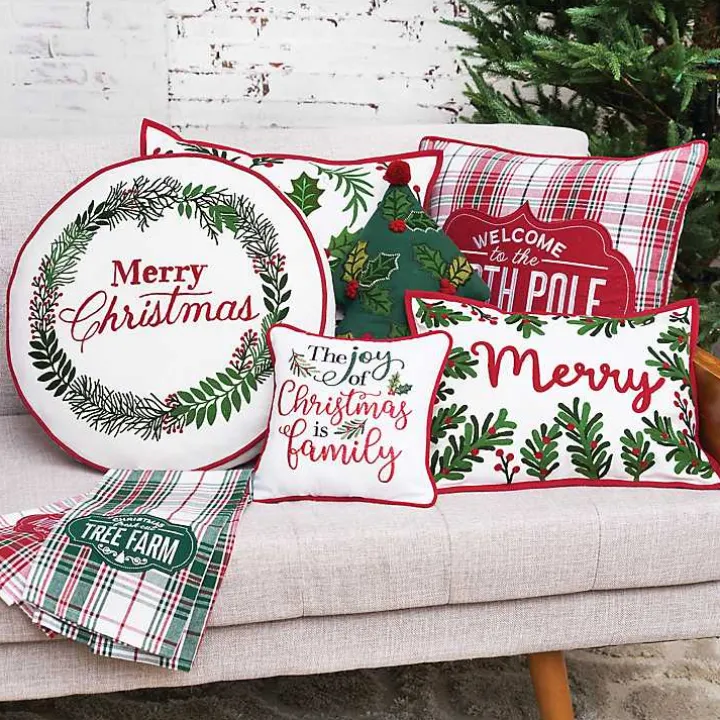 Welcome to the North Pole Plaid Pillow