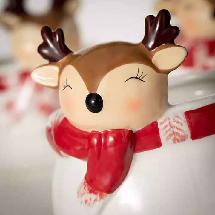 Whimsical Reindeer Ceramic Containers, Set of 3