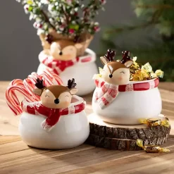 Whimsical Reindeer Ceramic Containers, Set of 3