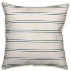White & Blue Country Stripe Outdoor Throw Pillow
