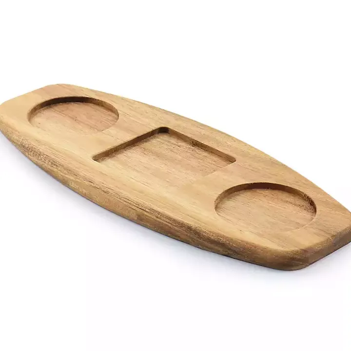 White Acacia Wood Base 4-pc. Tidbit Dish Set