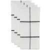 White and Black Plaid Cotton Napkins, Set of 4