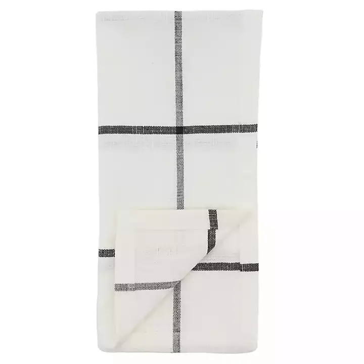 White and Black Plaid Cotton Napkins, Set of 4