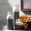 White and Black Two-Toned Ceramic Vases, Set of 3