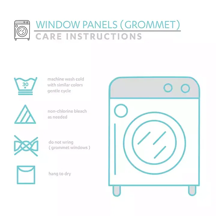 White and Blue Grommet Curtain Panel Set, 84 in.