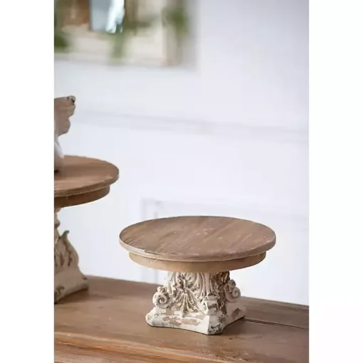 White and Natural Round Plate Stand
