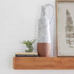 White and Rust Brown Ceramic Vase, 23 in.