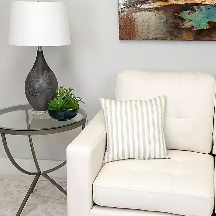 White and Tan Dotted Stripes Pillow