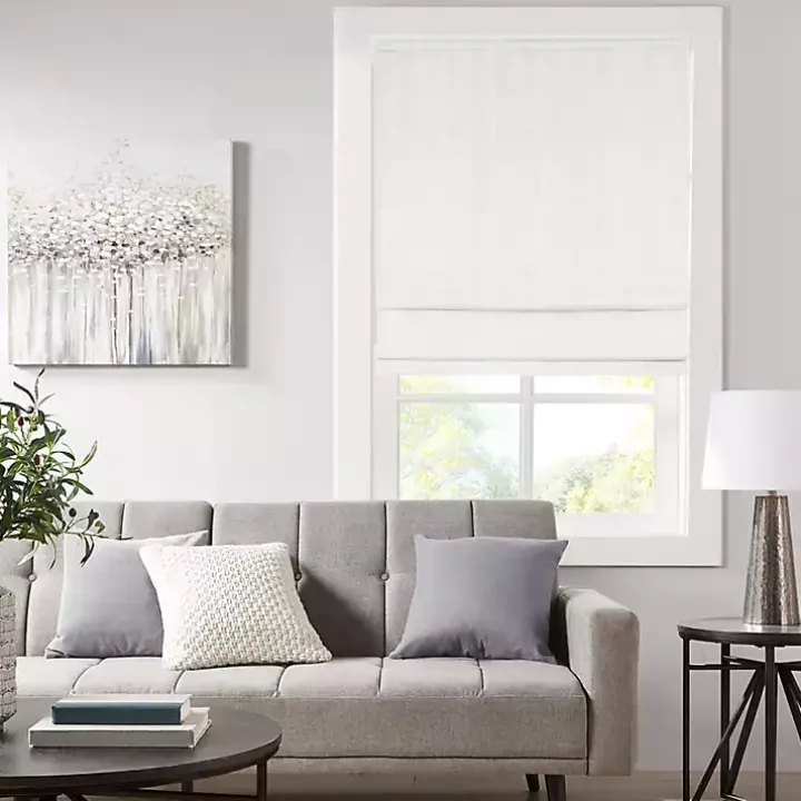 White Basketweave Cordless Roman Shade, 31 in.