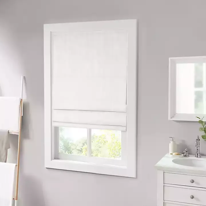 White Basketweave Cordless Roman Shade, 31 in.