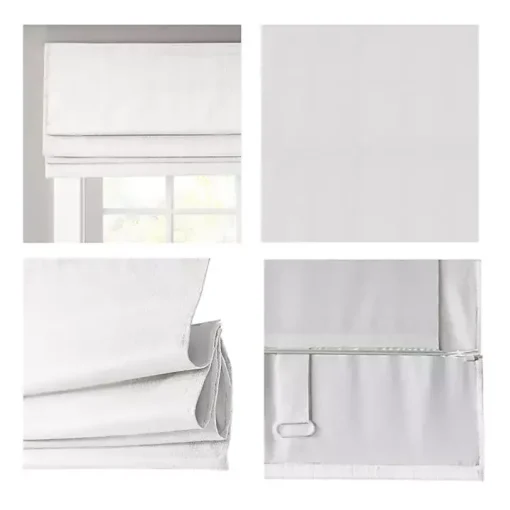 White Basketweave Cordless Roman Shade, 33 in.
