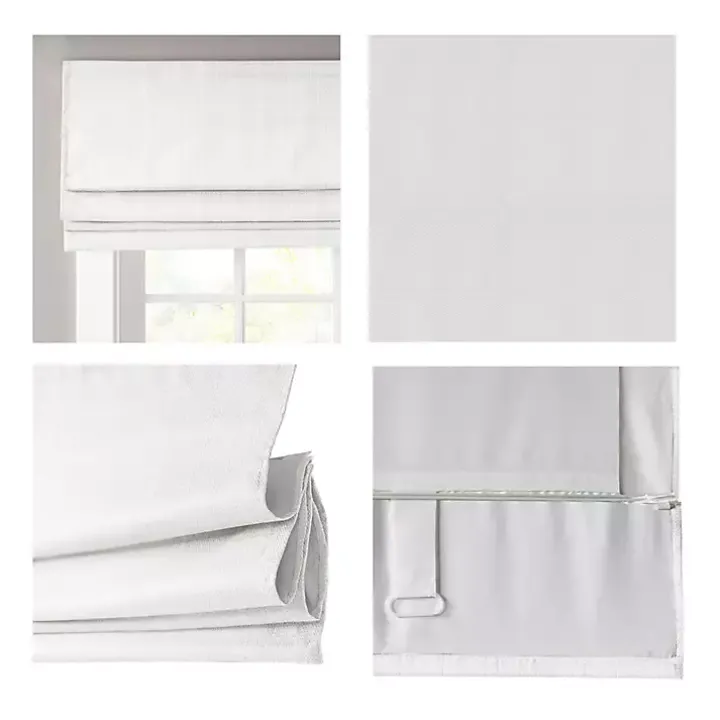 White Basketweave Cordless Roman Shade, 33 in.
