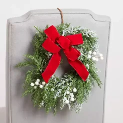 White Berry and Red Bow Mini Wreath