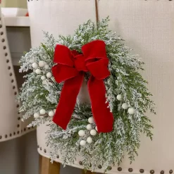 White Berry and Red Bow Mini Wreath