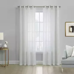 White Boucle Sheer Single Curtain Panel, 84 in.