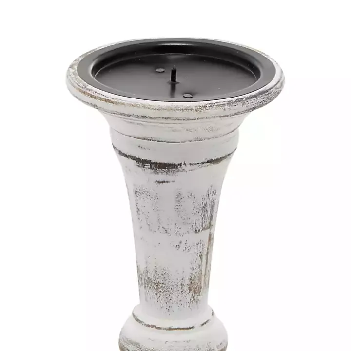 White Brushstroke 3-pc. Pillar Candle Holder Set