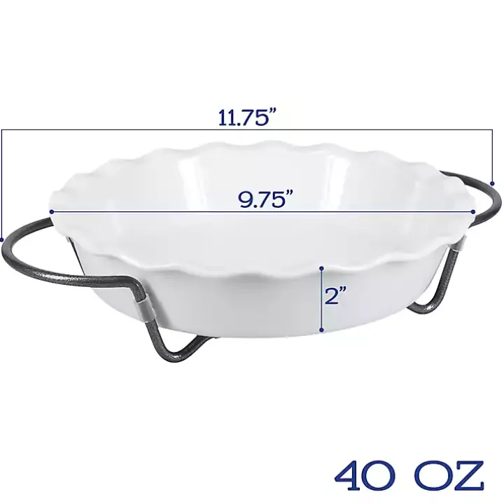 White Ceramic Baker and Pie Dish Set with Racks