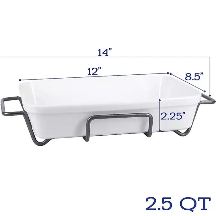 White Ceramic Baker and Pie Dish Set with Racks