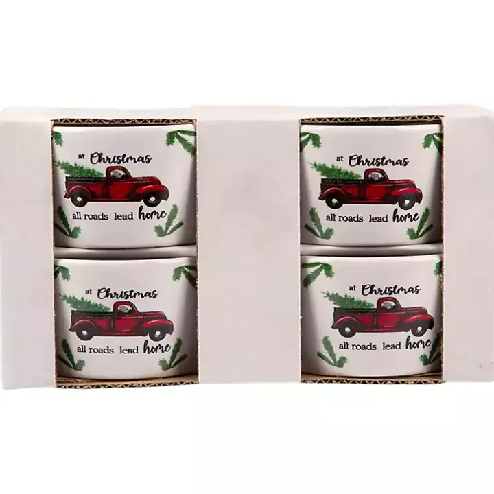 White Ceramic Christmas Ramekins, Set of 4