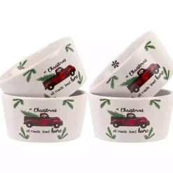 White Ceramic Christmas Ramekins, Set of 4