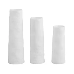 White Ceramic Flower Embossed Mini Vases, Set of 3
