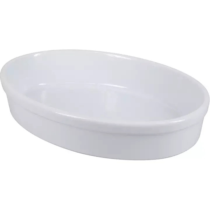White Ceramic Oval Bakers, Set of 2