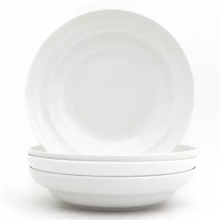 White Ceramic Pasta Bowls, Set of 4