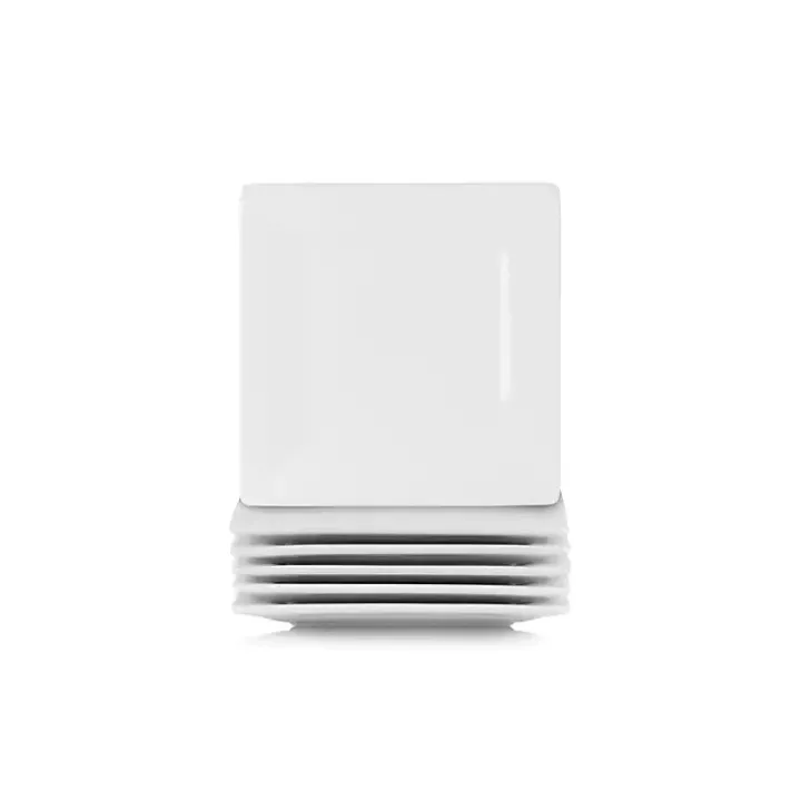 White Ceramic Square Appetizer Plates, Set of 6