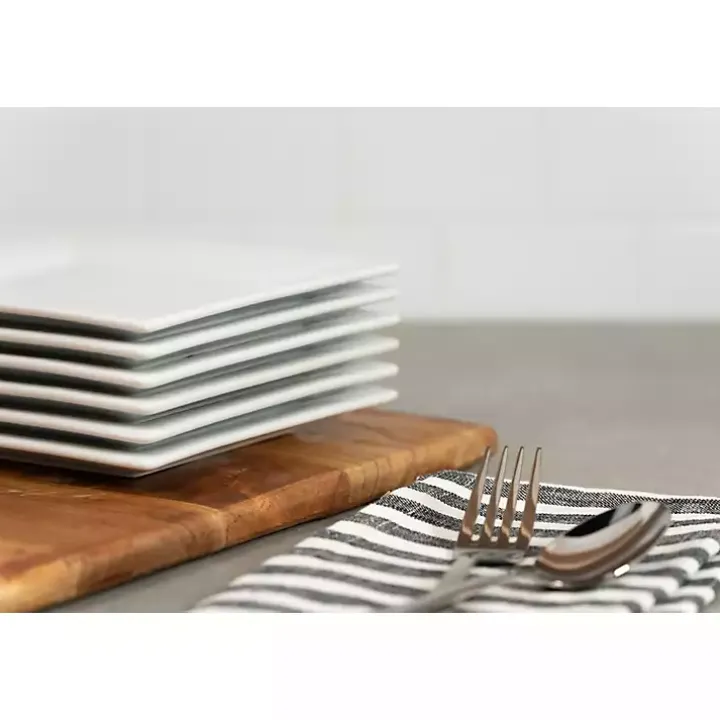 White Ceramic Square Appetizer Plates, Set of 6