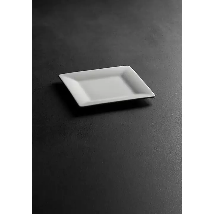 White Ceramic Square Appetizer Plates, Set of 6